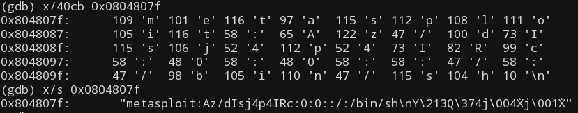 Checking string data in gdb